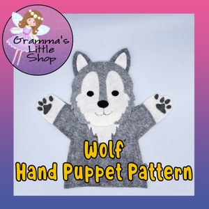 Wolf Hand Puppet Pattern, PDF Pattern for Hand Puppet, Puppet Sewing Pattern, Easy Puppet Pattern