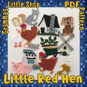 Little Red Hen, Felt Story Pattern , Felt Board Story - PDF Downloadable Pattern Only