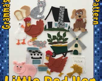 Little Red Hen, Felt Story Pattern , Felt Board Story - PDF Downloadable Pattern Only