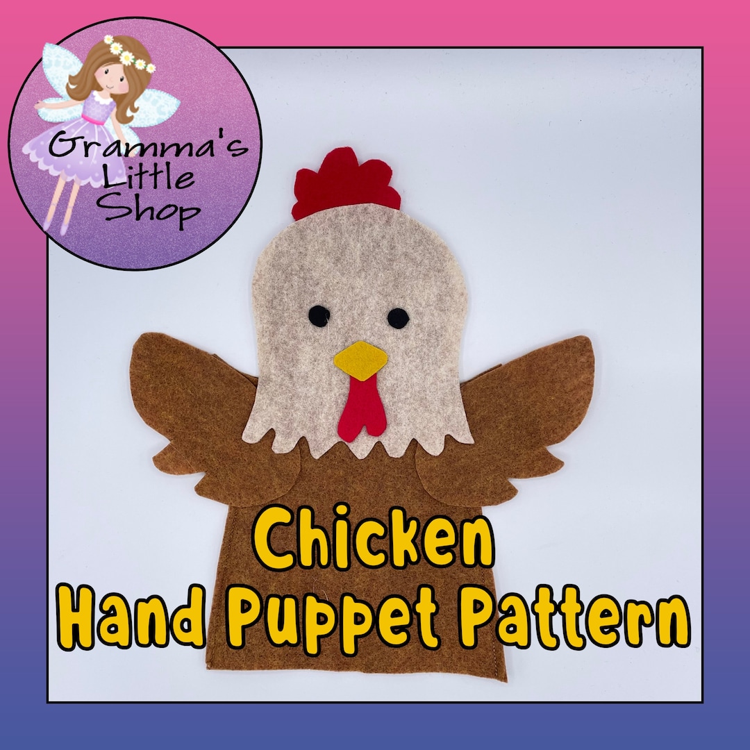 Chicken Hand Puppet Pattern, PDF Pattern for Hand Puppet, Puppet Sewing