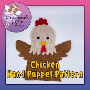 Chicken Hand Puppet Pattern, PDF Pattern for Hand Puppet, Puppet Sewing Pattern, Easy Puppet Pattern