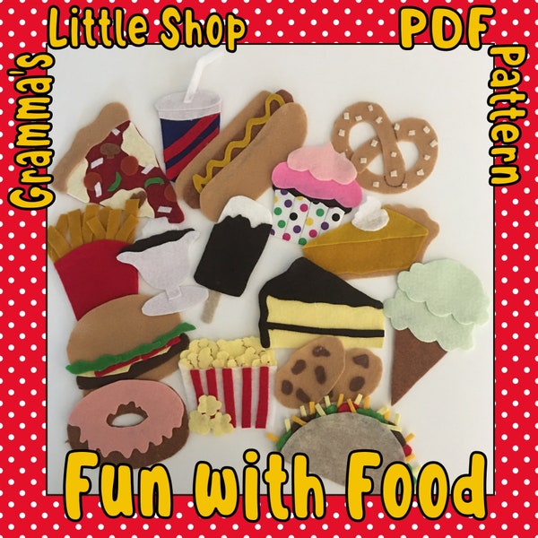 Fun with Food, Felt Pattern, Felt Board Pattern,  PDF Downloadable Pattern Only