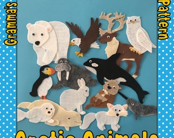 Arctic Animals, Felt story pattern  -  PDF PATTERN ONLY