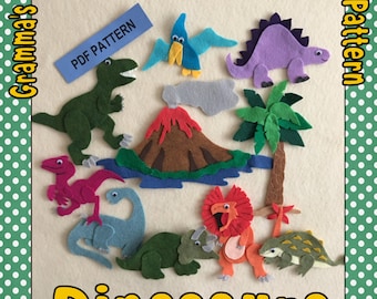 Dinosaur Felt Board Easy to Make Set for Pretend or Imaginative Play - PDF PATTERN ONLY