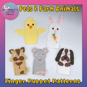 Farm Animals & Pet Finger Puppet Pattern,  Animal Templates for DIY Finger Puppets, Role Play with Finger Puppets