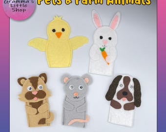 Farm Animal Finger Puppet Pattern, DIY Sewing (PDF Pattern)