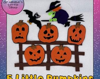 5 Little Pumpkins Pattern for Felt Story - Downloadable PDF Pattern