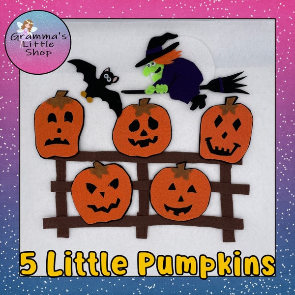 5 Little Pumpkins Pattern for Felt Story - Downloadable PDF Pattern