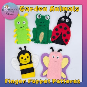 Garden Animal Finger Puppet Pattern,  Backyard Animal Templates for DIY Finger Puppets, Role Play with Finger Puppets