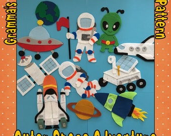 Outer Space Adventure Felt Board Patterns to Use on a Felt or Flannel Board - PDF PATTERN ONLY