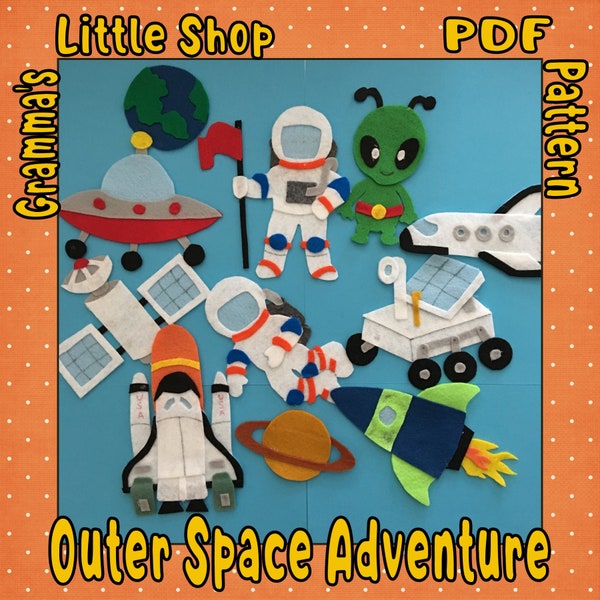 Outer Space Adventure Felt Board Patterns to Use on a Felt or Flannel Board - PDF PATTERN ONLY