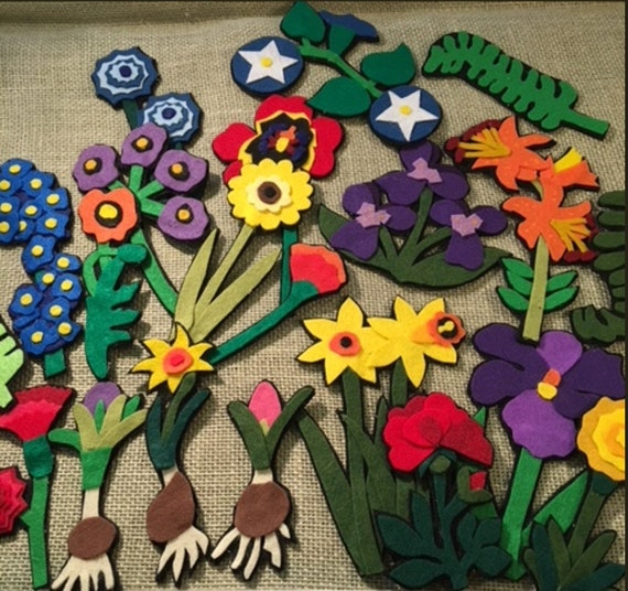 Rainbow Garden Felt Board Pattern – Spring Flowers, Color Learning