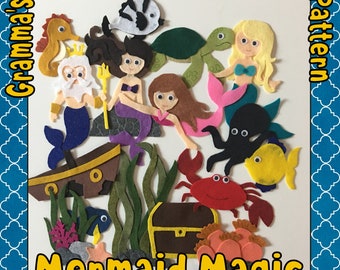 Mermaid Magic Felt Story Board Patterns  -  PDF Downloadable Patterns Only