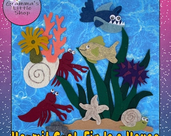 Hermit Crab Finds a House Felt Story Pattern, Felt Board Story, DIY Pattern - PATTERN ONLY