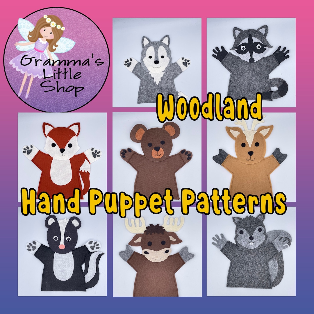 Woodland Animal Hand Puppet Pattterns - DIY Patterns for 8 Forest ...