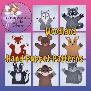 Woodland Animal Hand Puppet Pattterns - DIY Patterns for 8 Forest Animals
