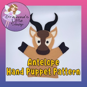 Antilope handpop patroon, PDF-patroon voor handpop, marionet naaipatroon, eenvoudig poppenpatroon