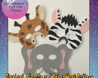 Elephant mask, Giraffe Mask, Zebra Face Mask,  Mask Pattern PDF, Pretend Play, Easy DIY pattern - PDF Pattern Only