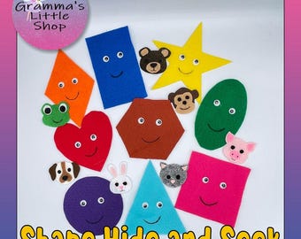Shape Hide and Seek Felt Board Game Pattern (DIY Digital Download)