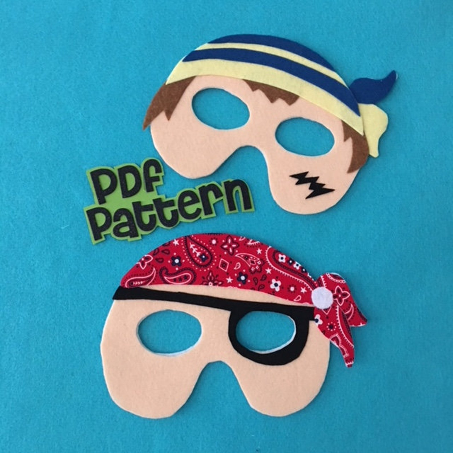 Mask Pattern Game Pirate Masks Patterns for Dress up Play, Easy to Make - PDF PATTERNS ...