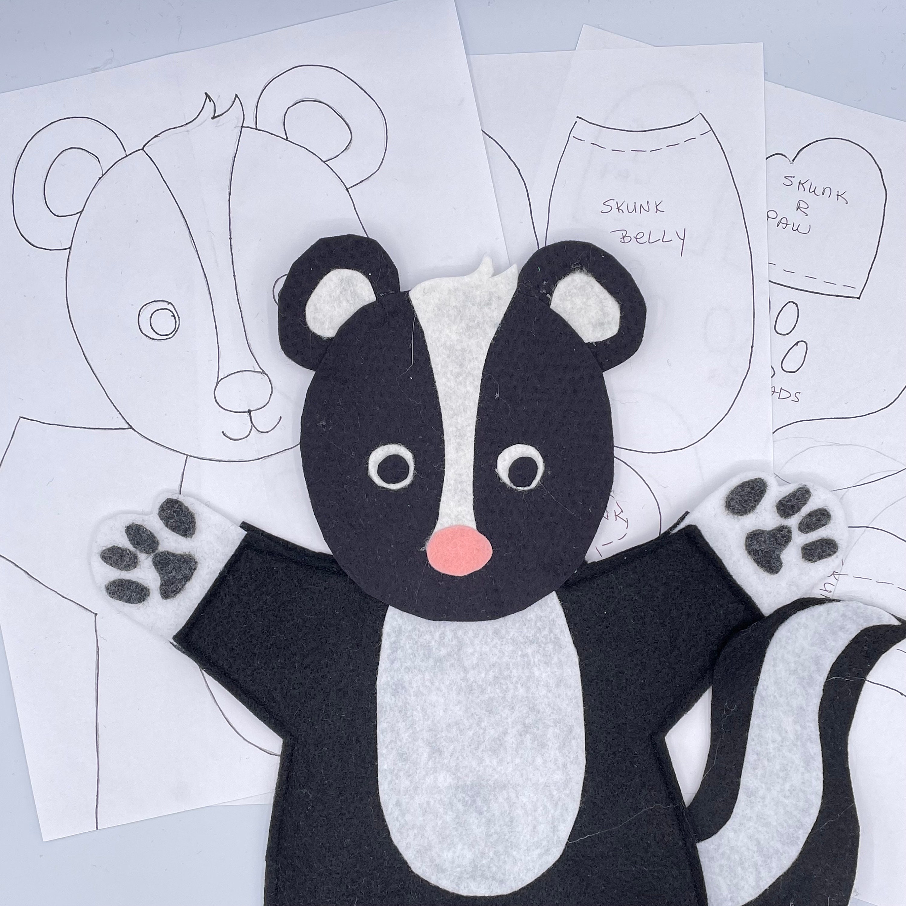 Skunk Felt Hand Puppet Sewing Pattern (PDF Pattern) - Etsy