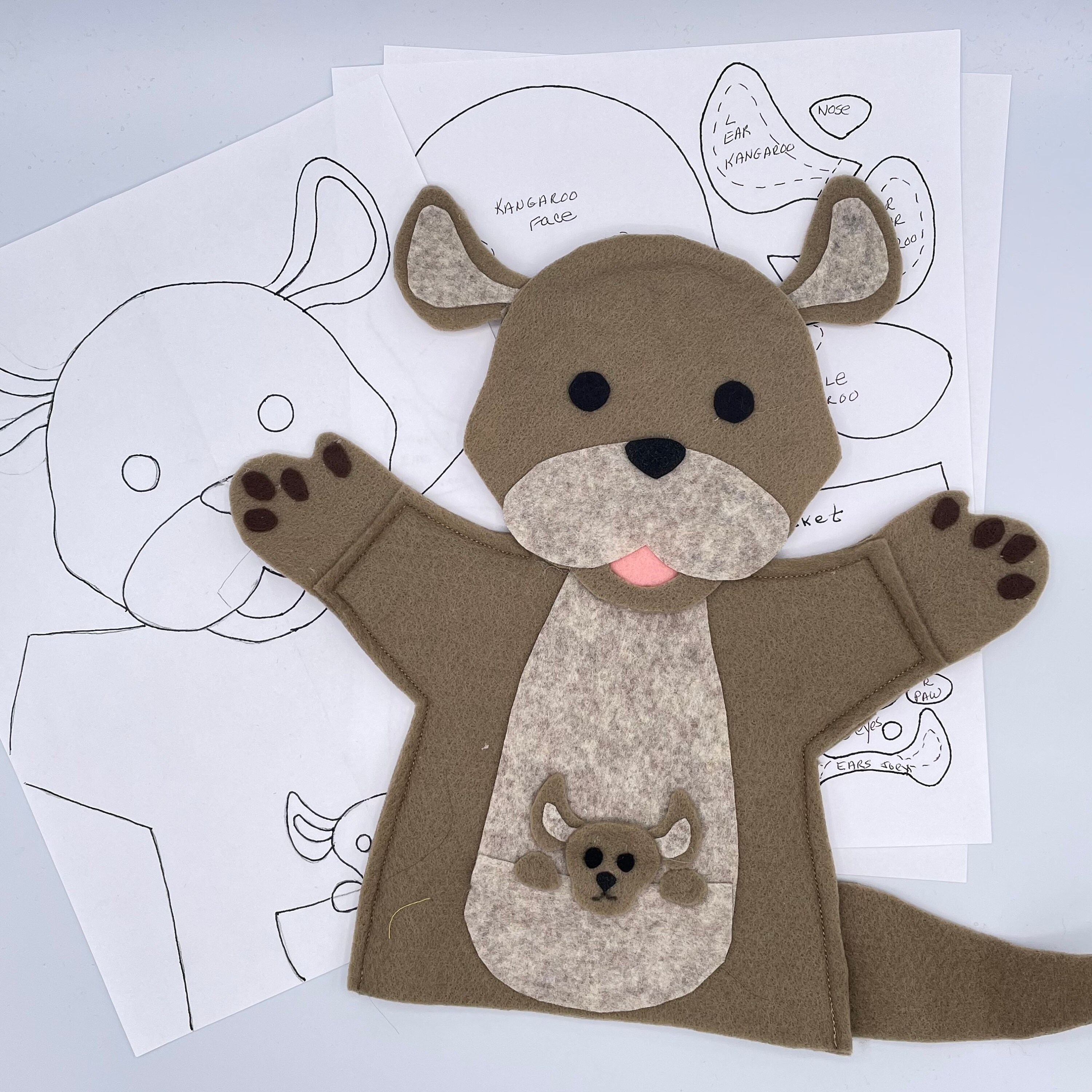 Kangaroo Felt Hand Puppet Sewing Pattern (PDF Pattern) - Etsy