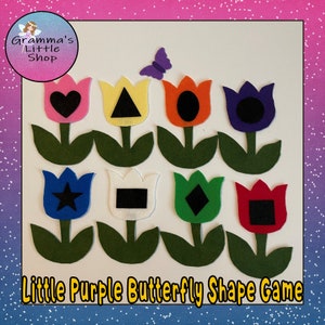 Little Purple Butterfly, Hide and Seek Game, Shapes and Colors Learning Game,  DIY Pattern to Make this FUn Game for Young Children