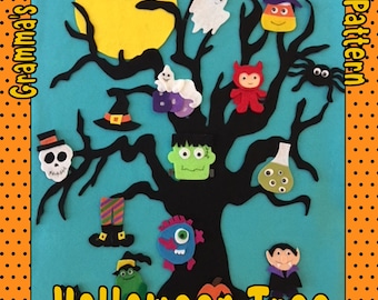 Halloween Tree and Ornament  Pattern for a Felt Board,  16 Easy to Make Items  - PDF PATTERN ONLY