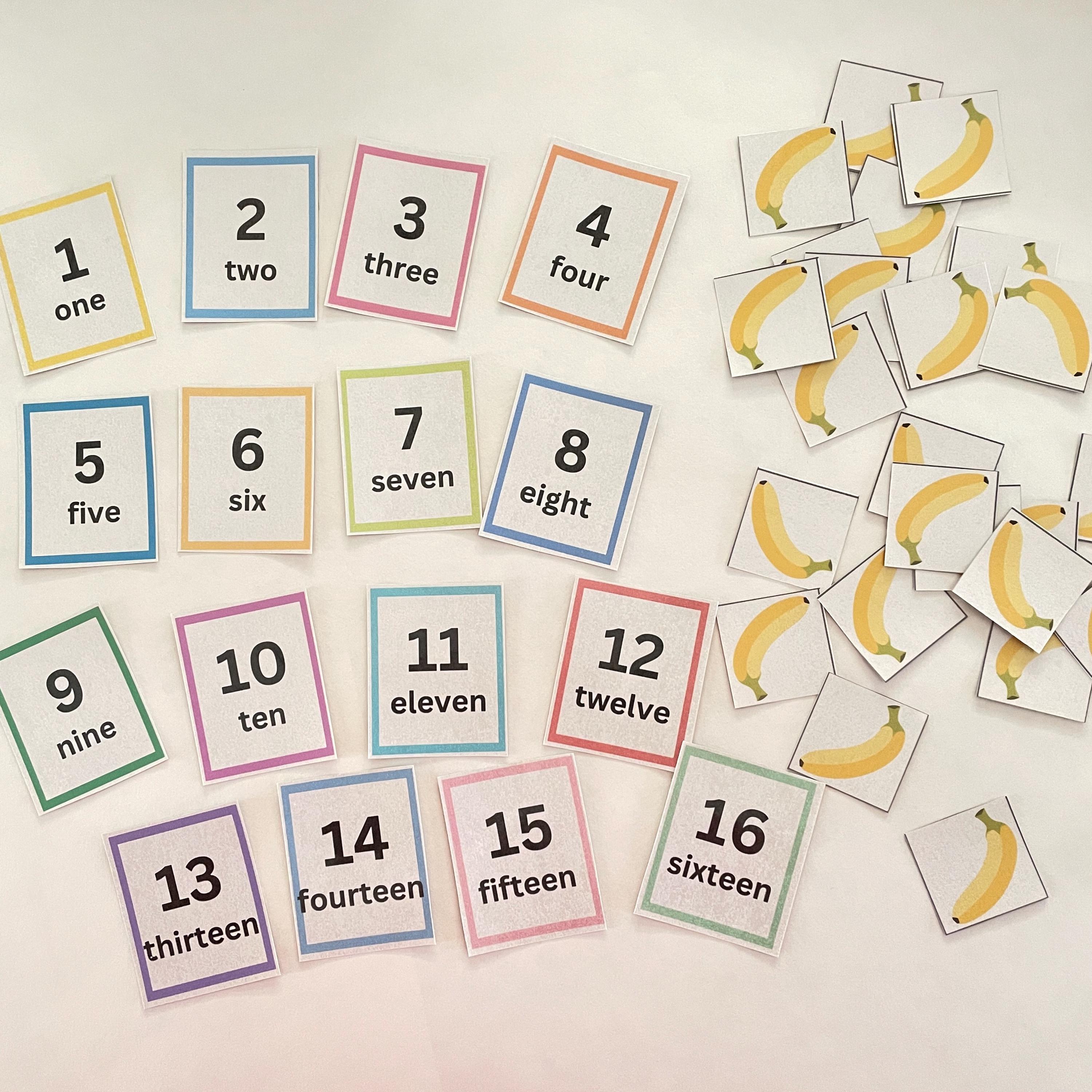 バナナを数えるサル、フリサット挿入、幼児向け算数（PDFパターン