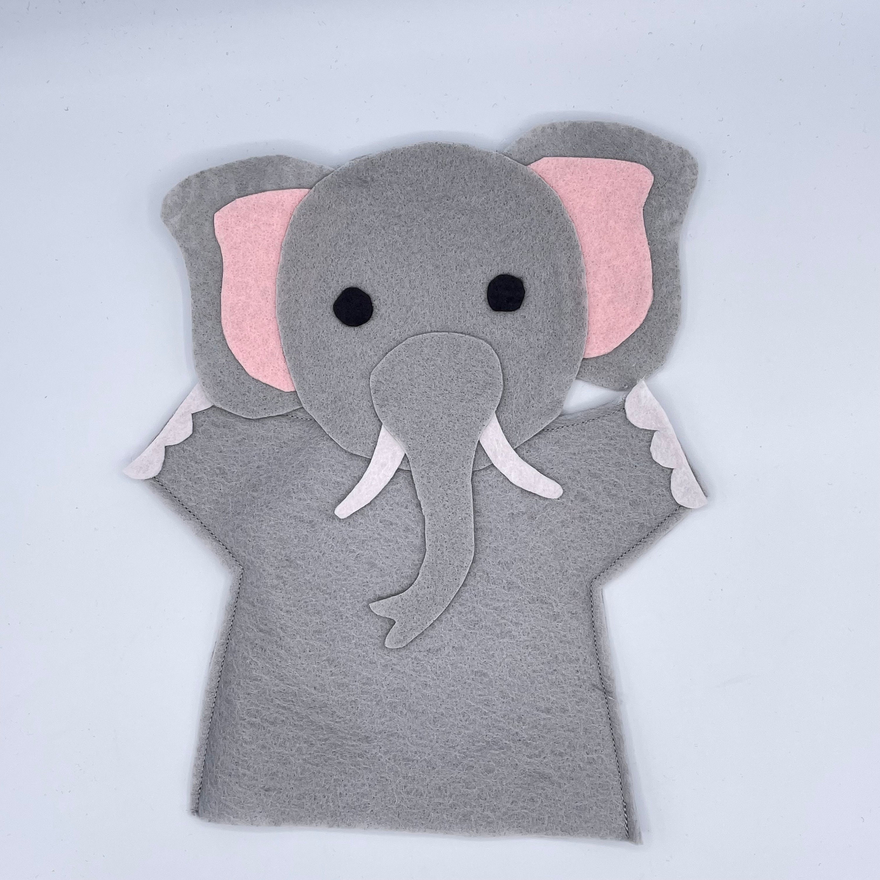 Marionnette à Main éléphant – Peluche Feutrine Douce Pour Voyage, Dès 12 Mois