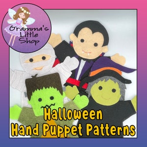 Halloween Handpuppen Muster - Erstellen Sie Spaß Dracula, Hexe, Frankenstein, und Mumie Charaktere für Kinder!