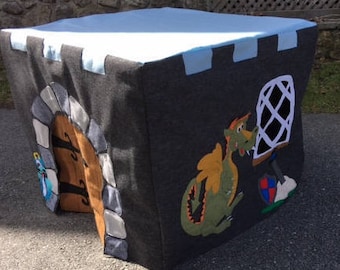 Castle Felt Card Table Playhouse, Knights, Dragons, and Princess, PDF Pattern – DIY Sewing Project