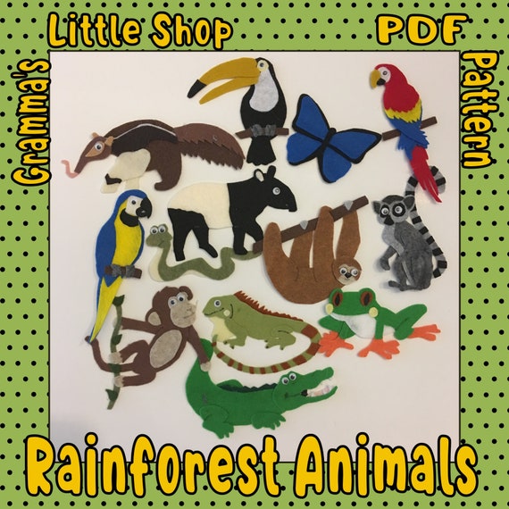 Rain Forest Animals // Pattern for Use on a Felt Board PDF - Etsy Rain Forest Animals // Pattern for Use on a Felt Board PDF - Etsy