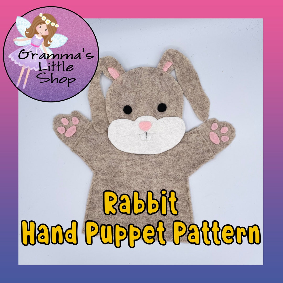 Rabbit Hand Puppet Pattern, PDF Pattern for Hand Puppet, Puppet Sewing