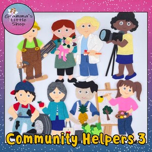 Community Helpers 3 Felt Board or Stick Puppet Patterns - PDF Patterns Only