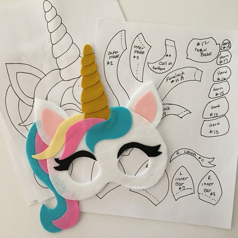 unicorn mask pattern pdf downloadable pattern only etsy