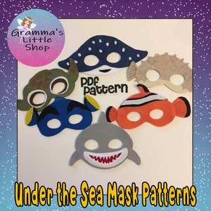 Under the Sea Animal Mask Patterns - Shark, Turtle, Manta Ray, and More! PDF Patterns for Ocean Animal Masks