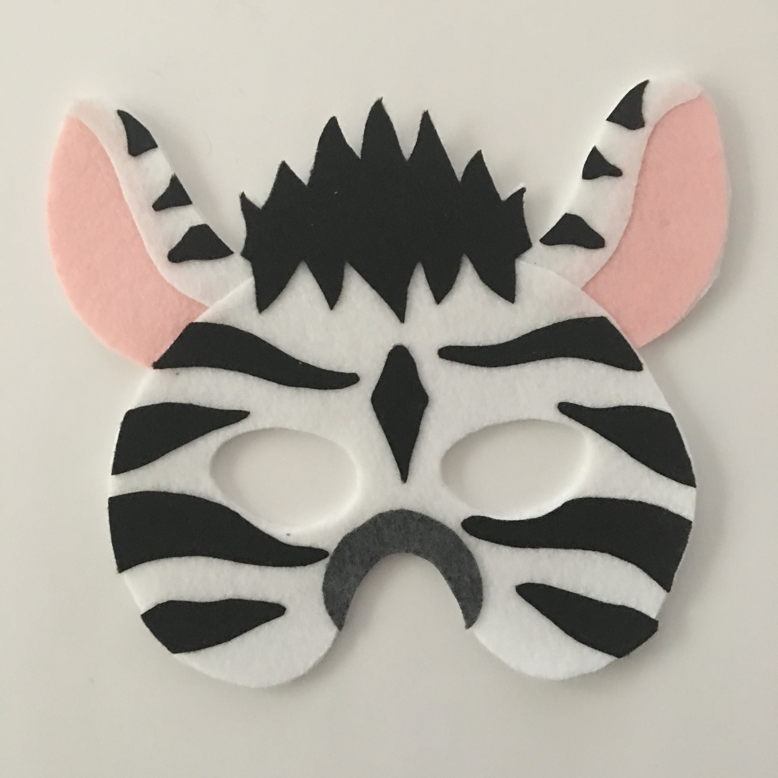 Mikikit – Lot De 5 Masques Animaux En Feutre – Cosplay Enfant – Éléphant, Tigre, Hippopotame, Girafe, Zèbre – 25x20 Cm