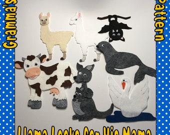 Llama Looks for His Mama Felt Story Board Pattern  -  PDF Downloadable Pattern Only