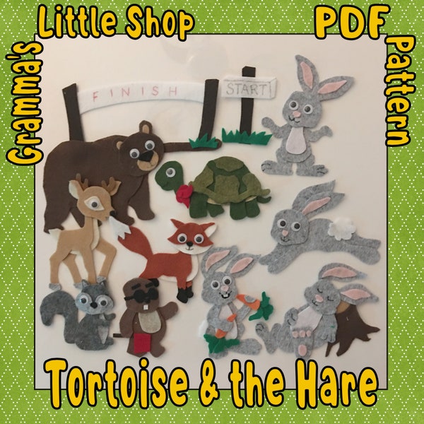 Tortoise and the Hare Felt Story Pattern  -  PDF Downloadable Pattern Only