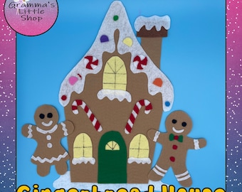 Gingerbread House and Gingerbread Boy and Girl Pattern for Felt Board Play  -  PDF DIY Pattern Only