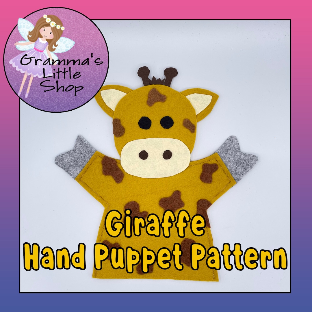 Giraffe Hand Puppet Pattern, PDF Pattern for Hand Puppet, Puppet Sewing