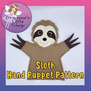Sloth Hand Puppet Pattern, PDF Pattern for Hand Puppet, Puppet Sewing Pattern, Easy Puppet Pattern