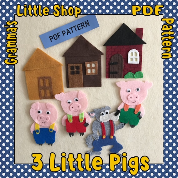 photo The Big Bad Wolf Story Pdf 3 little pigs and the big bad wolf felt board pattern pdf etsy