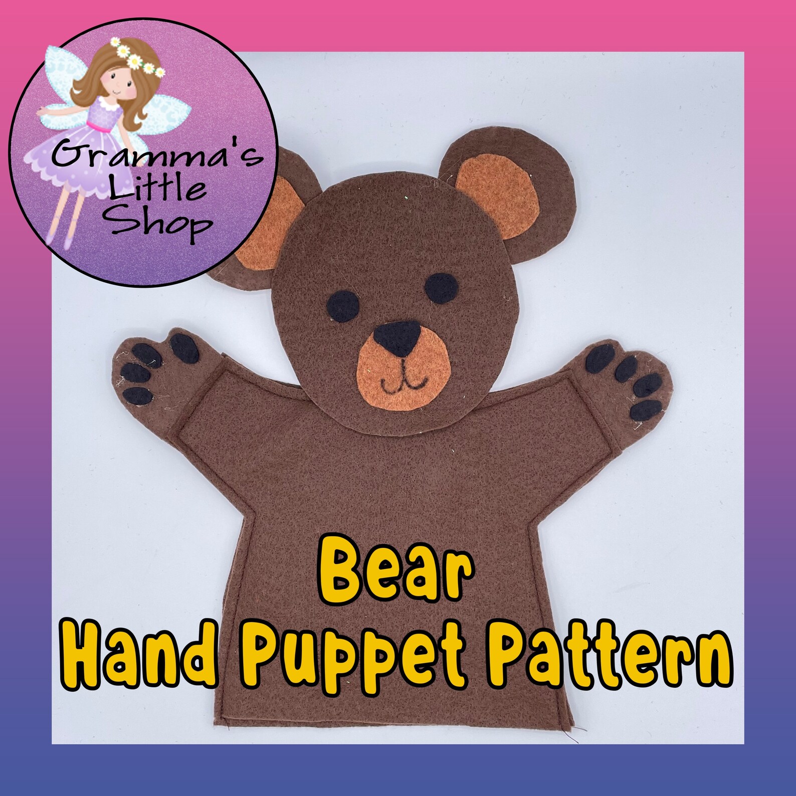 Bear Hand Puppet Sewing Pattern, Easy Felt Project (PDF Pattern) - Etsy