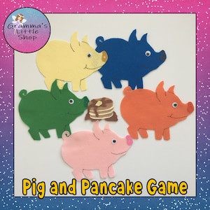 Pig and Pancake Game, DIY Pattern for a Simple Felt Board Game for Kids  -  PDF Downloadable Pattern