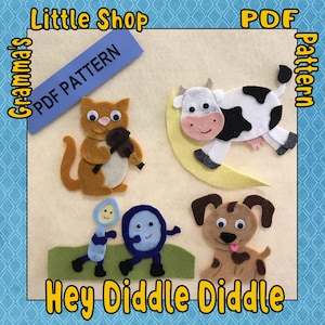 Hey Diddle Diddle Felt Story Pattern  -  PDF PATTERN ONLY