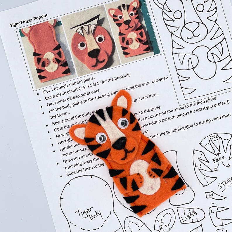 Zoo Animal Finger Puppet Pattern, Set 2 (PDF Pattern) - Etsy