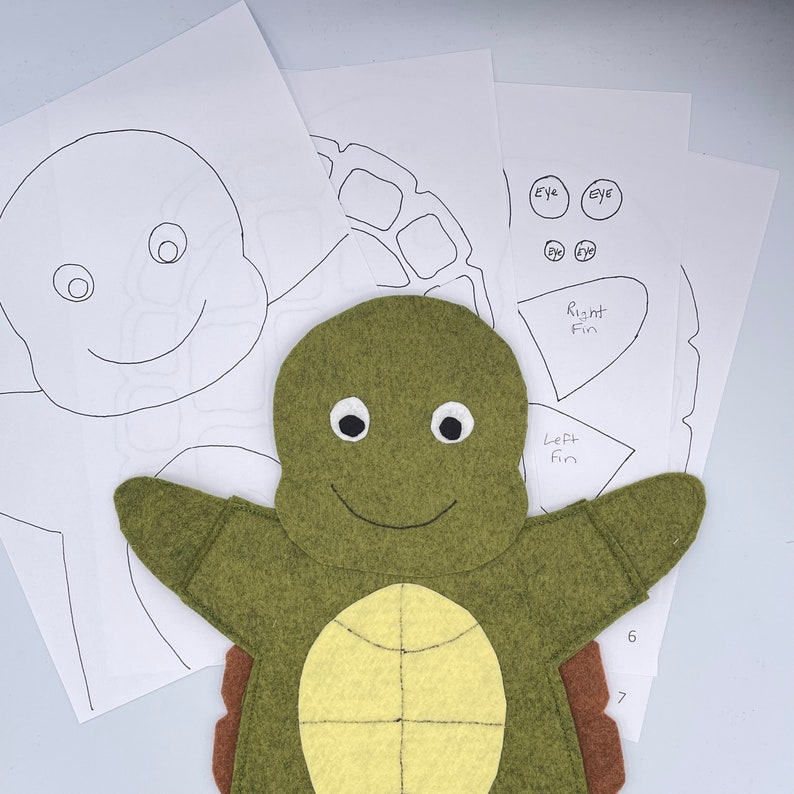 Turtle Hand Puppet Sewing Pattern, Easy Felt DIY (PDF Pattern) - Etsy
