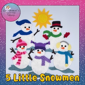 5 Little Snowmen Felt Pattern, Felt Story Pattern, Story Board Pattern, Flannel Board Pattern - DIY Pattern Only